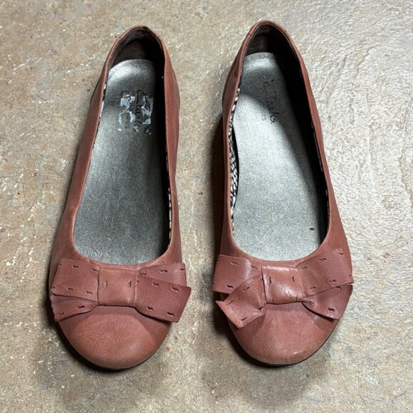 Clarks Bendables Rose Pink Leather Comfy Ballet Flats With Bow Detail Size 8 - Picture 3 of 11